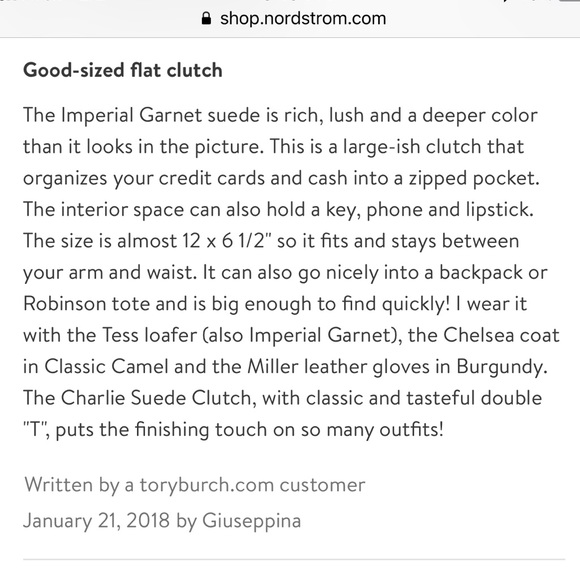 NWT Tory Burch Suede Charlie Clutch Garnet - Picture 5 of 6